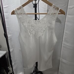 Elegant White Lace Trim Tank Top